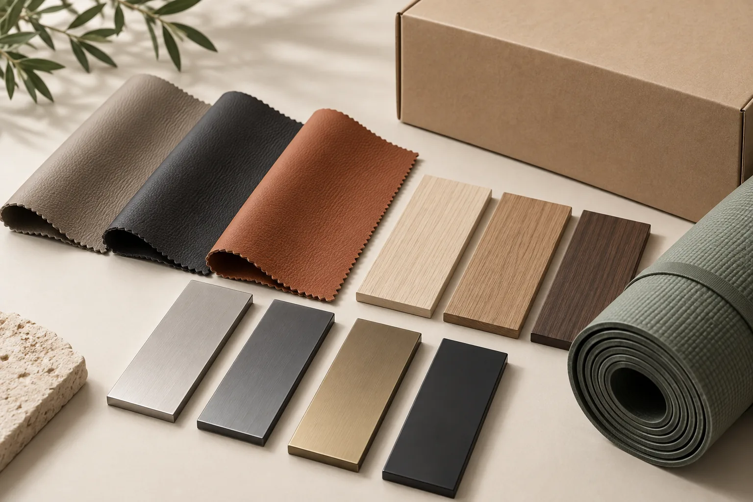 Material, upholstery, metal and packaging samples