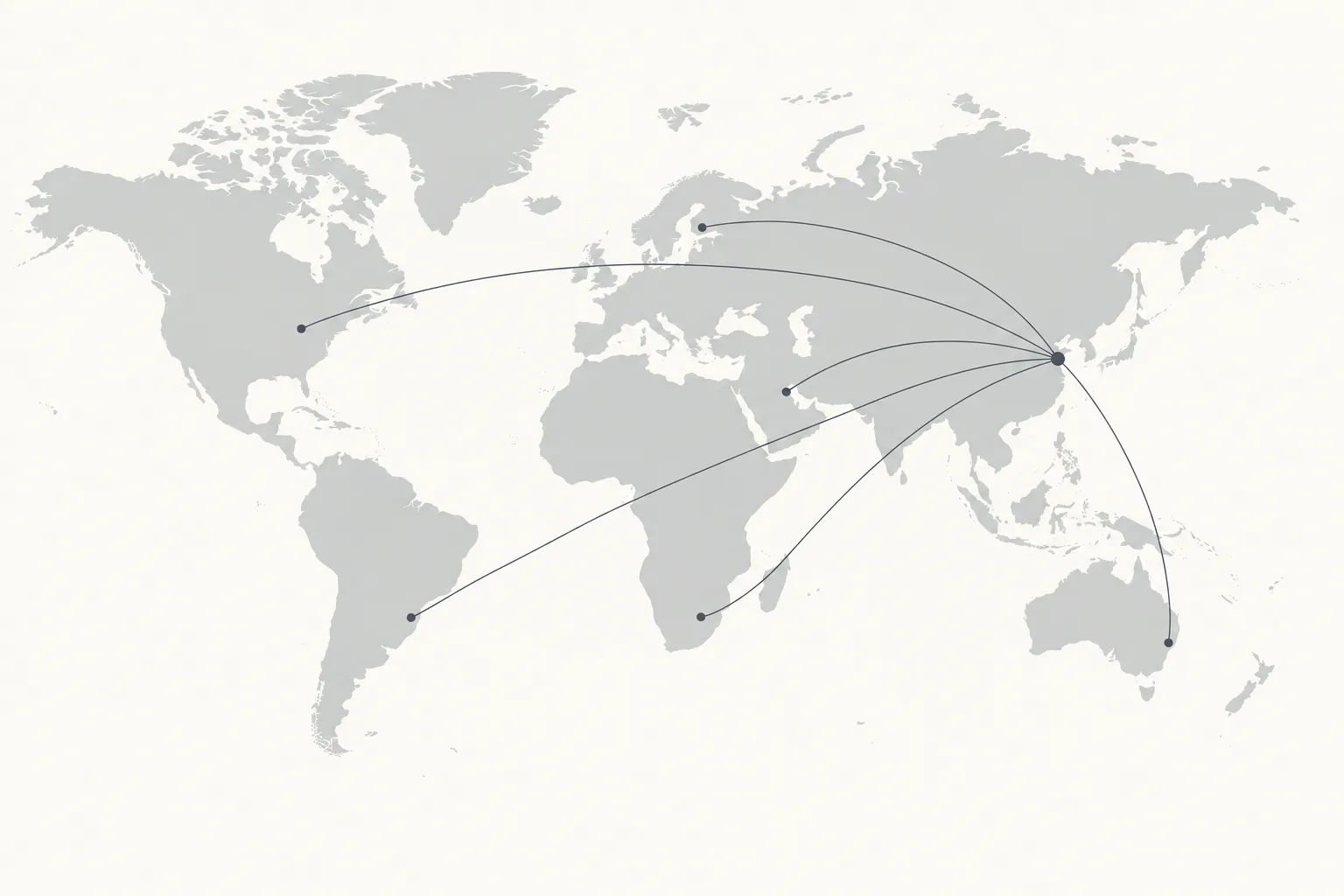 Illustrative map of international shipping routes